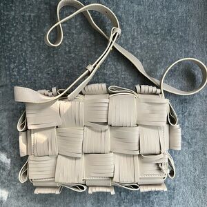 Ruffle Bottega- esque Shoulder Bag Ivory
